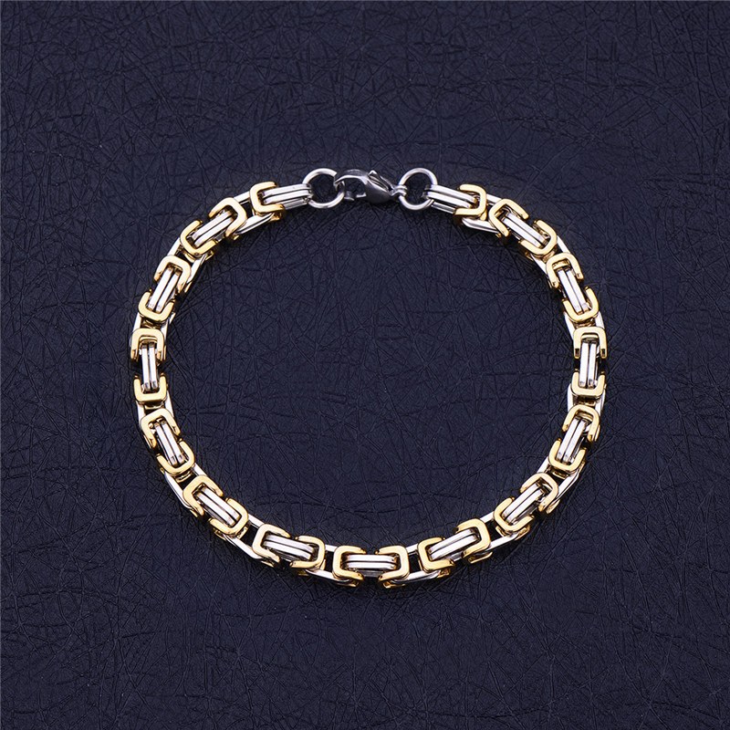 5mm 316L Stainless Steel Golden Plated Imperial Chain Bracelet